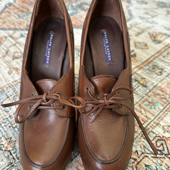 Ralph Lauren Purple Label Brown Mules with Gold Studs - Picture 4 of 9